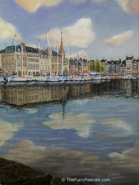 Honfleur Harbour Painting in Soft Pastels by Joanne Kane Pays  - The Furry Rascals Cyprus